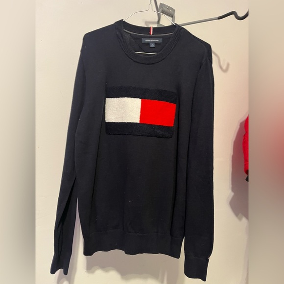 Navy Tommy Hilfiger Crewneck Sweater - Picture 1 of 2